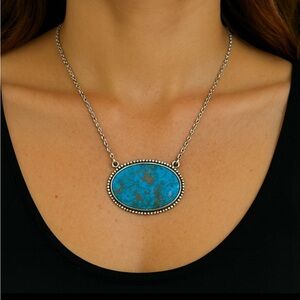 NEW Natural Chrysocolla Pendant & 18” Chain (.925 Sterling Silver)